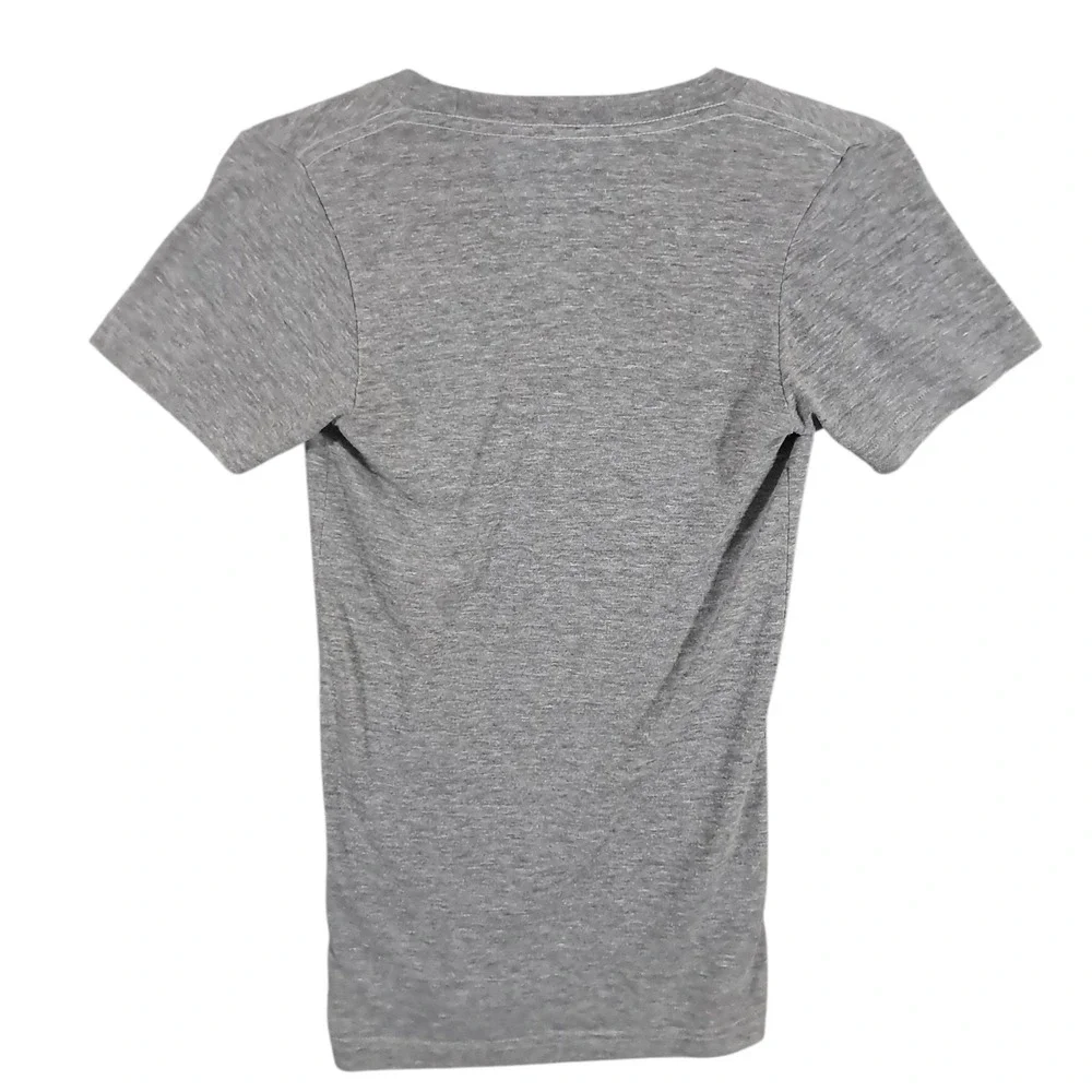 Obey Tee Womens Graphic V Neck Plunge T Shirt XS Gray USA Y2K Grunge Fitted - Picture 3 of 10